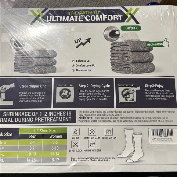 Black and Gray 3 Pack Wool Thermal Socks Size M-L - Picture 3 of 5